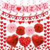 123Pcs Valentines Day Decorations Set,Valentines Day Decor Include BE Mine Love Heart XO Garlands Banner Paper Pompoms Balloons Valentine Decorations for Party Office Home Wedding Engagement view 1