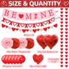 123Pcs Valentines Day Decorations Set,Valentines Day Decor Include BE Mine Love Heart XO Garlands Banner Paper Pompoms Balloons Valentine Decorations for Party Office Home Wedding Engagement view 3