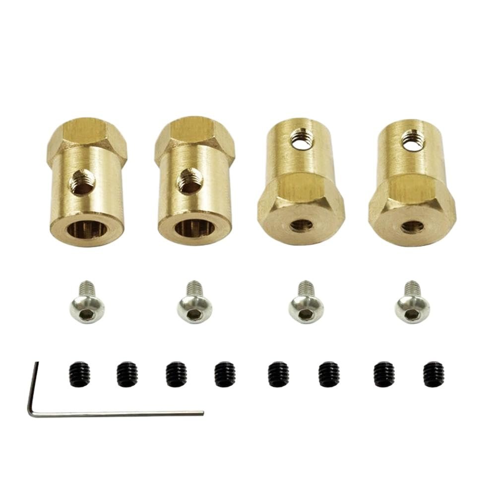 4PCS 5mm to 12mm Brass Hub Hex Adapter Compatible with C14 C24 C34 C44 B14 B24 B16 B36 D12 MN D91 1996 1999s RC Car Universal Fit Upgrade Accessories