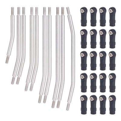 10Pcs Stainless Steel Links Rod Set with Ball End 313/324mm Wheelbase for 1/10 RC Crawler Car II 90046 Upgrade Parts Compatible with Printer(324mm)