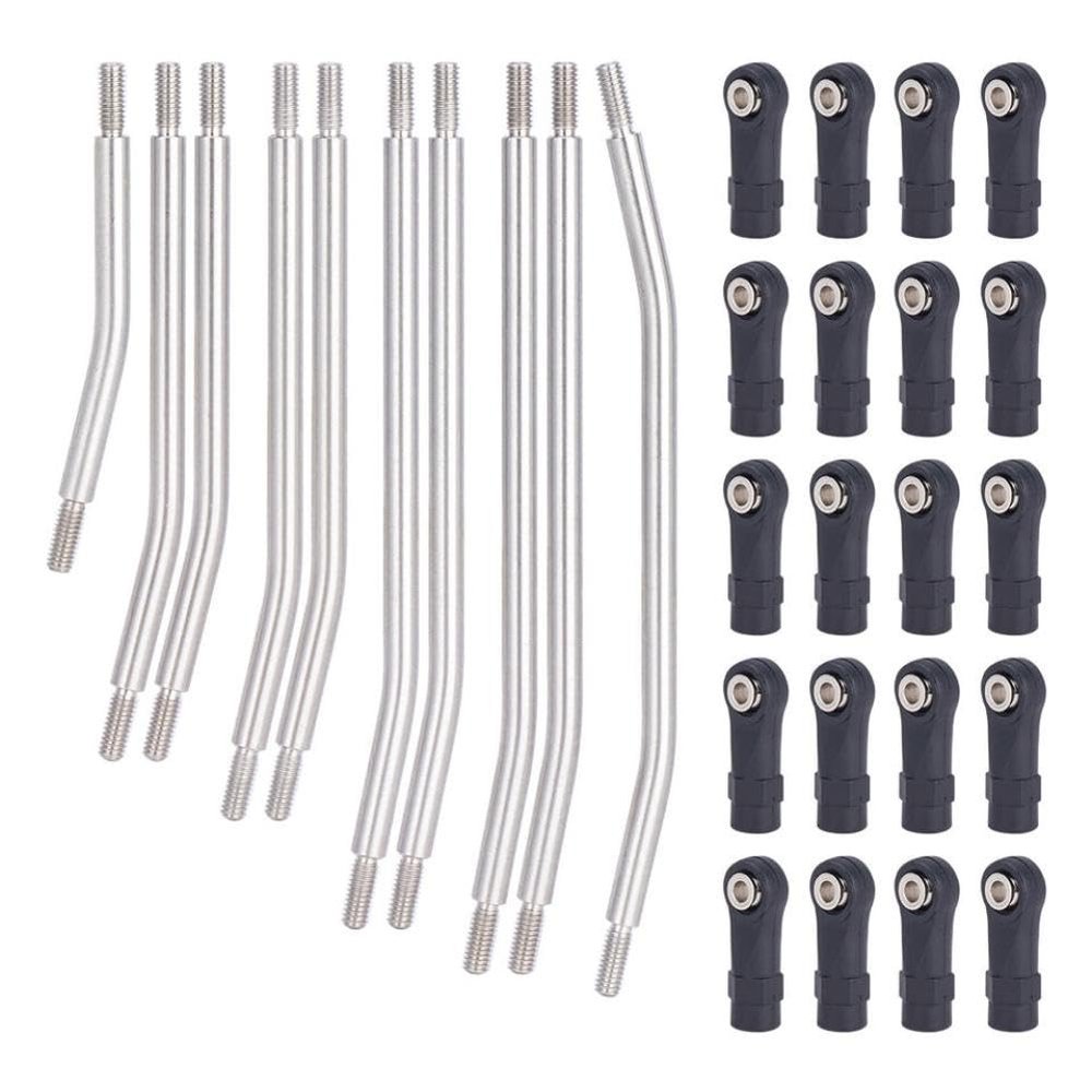 10Pcs Stainless Steel Links Rod Set with Ball End 313/324mm Wheelbase for 1/10 RC Crawler Car II 90046 Upgrade Parts Compatible with Printer(324mm)