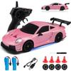 Aka Supaku RC Drift Car, 1:24 4WD Remote Control Cars Vehicle with LED Light,2.4GHz 20KM/H High Speed RC Cars with Two Batteries & Drifting Tires Racing Sport Toy for Adults Boys Girls Kids Pink view 1