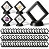 60 Pcs 3D Floating Display Case, Plastic Coin Holder with Stand for Challenge Coins, Medallions, Jewelry, Rocks and Specimens, 2.76x2.76x0.79 Inch Protective Frame, Black view 1