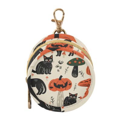 Halloween Cats Pumpkins Mushrooms Baby Pacifier Holder with Zipper and Clip Coin Purse Change Holder, Small Item Storage pouching