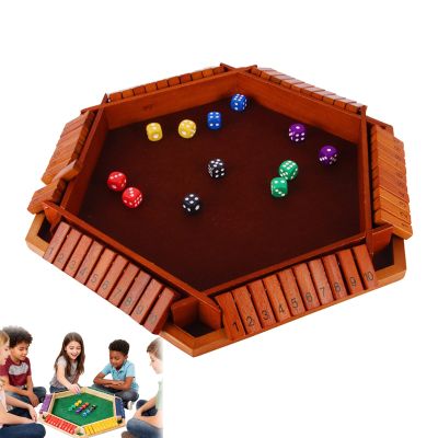 Aytdhfrn Shut The Box Game, Shut The Box-Wooden Dice Board Game, Funny Family Games, Colorful 6 Sided Wooden Board Math Number Games for 2-4 Players & Kids Adults (E)