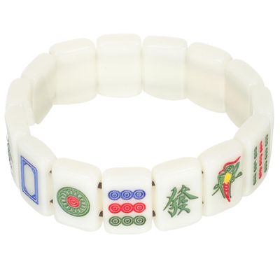 Angoily Mahjong Bracelet, Mahjong Mini-Tiles Stretchy Bracelet, Wrist Chain Jewelry for Women Men Valentine S Day