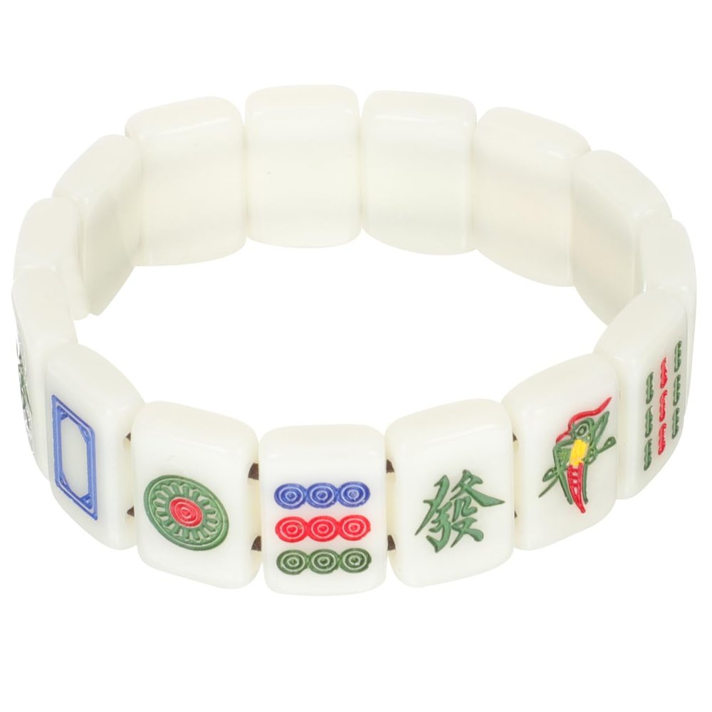 Angoily Mahjong Bracelet, Mahjong Mini-Tiles Stretchy Bracelet, Wrist Chain Jewelry for Women Men Valentine S Day