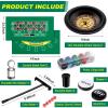 Lunmon Casino Night 4 in 1 Complete Game Set, 2 Double Sided Felts Layout Mat, 10" Roulette Wheel, 200 Chips, Rake, 19 mm Dice, On/Off Dealer Button, Win Marker for Blackjack Craps Texas Holdem Party view 2