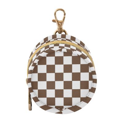 Checkered Plaid Coffee Pattern Pacifier Holder Case with Metal Clip Portable Pacifier Holder for Baby Boys Girls