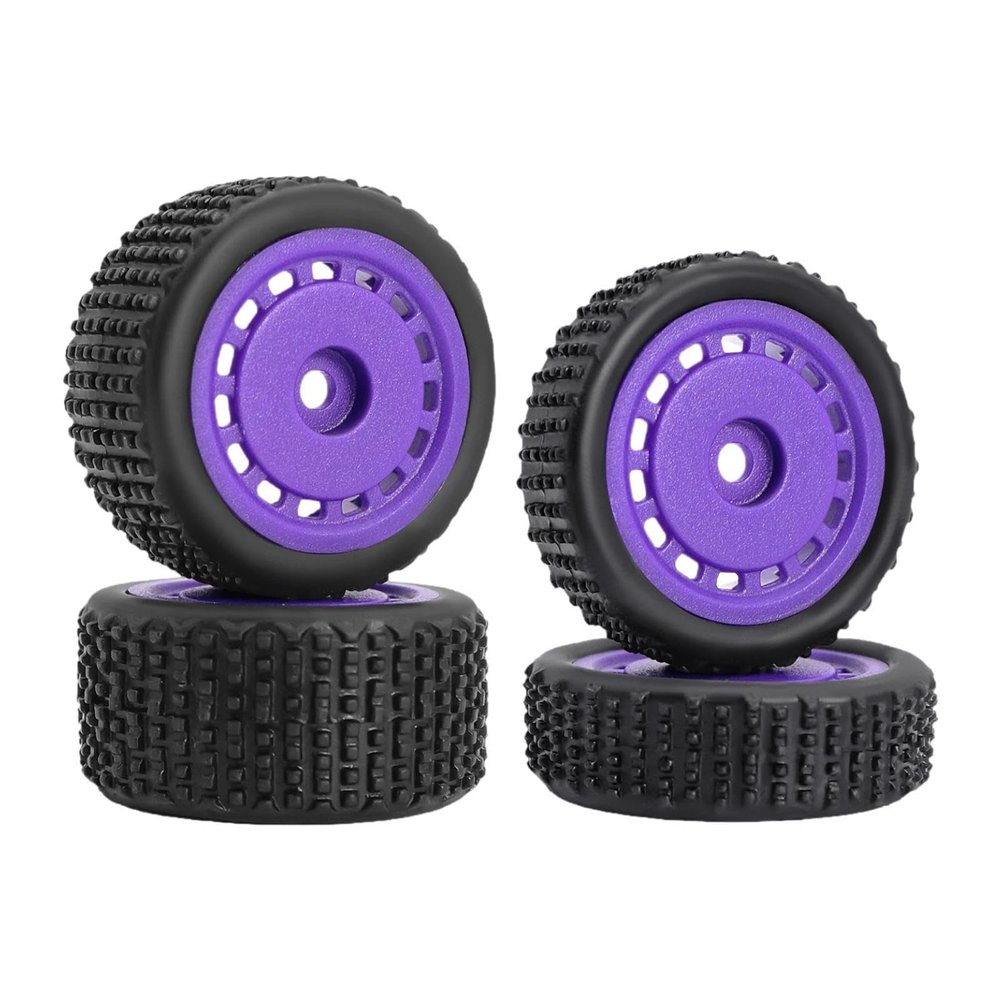 4X Wheel Rims Hub Replace Parts Lightweight Assembly Spare Parts Upgrade Part 7mm Hex for 244016 Micro B 1/24 RC Car Vehicle, Purple