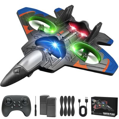 2026 New RC Stunt Fighter Jet Toy for Kids with 360 Flips & LED Lights, Foam Remote Control Airplane RC Plane for Kid Boy Adult, Altitude Hold Speed Adjust, RC Airplane Fighter Jet Toy Gifts