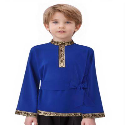 TiaoBug Kids Boys Carnival Party Daily Life Russian Shirt Traditional Russian Folk Costume Royal Blue 6 Years