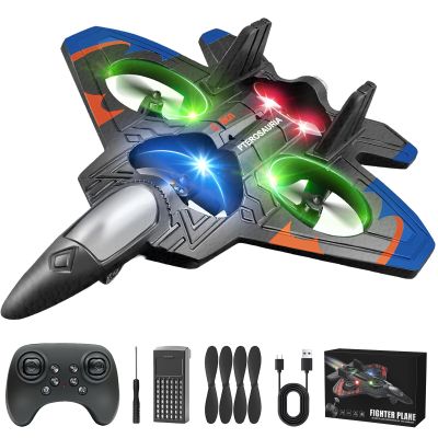 2026 New RC Stunt Fighter Jet Toy for Kids with 360 Flips & LED Lights, Foam Remote Control Airplane RC Plane for Kid Boy Adult, Altitude Hold Speed Adjust, RC Airplane Fighter Jet Toy Gifts