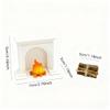 3 Pack Dollhouse Decoration, 1:12 Miniature Fireplace Set with Flame Effect, Desktop Model with Log Bundle, Arch Design (White) view 3