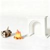 3 Pack Dollhouse Decoration, 1:12 Miniature Fireplace Set with Flame Effect, Desktop Model with Log Bundle, Arch Design (White) view 4