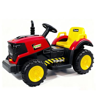 12V Dual-Drive Kids' Electric Vehicle (Tractor Style) with 2.4G Remote Control and LED Lights, Suitable for Kids Aged 3 and Above(Red)