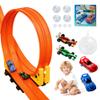 MINDNOOK 16 Ft Flexible Race Car Track Set for Kids, Portable Roll-Up Racetrack with 4 Cars & Suction Cups, Compatible with 1:64 Diecast Toy Cars, Gift for Boys & Girls Ages 4-12 view 1