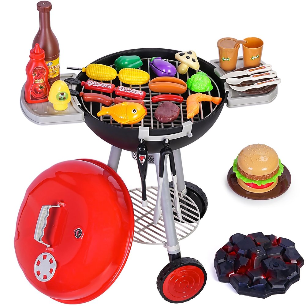 32Pcs BBQ Play Set, Kids Kitchen Interactive Grill Playset Cooking Toy Set for Toddlers