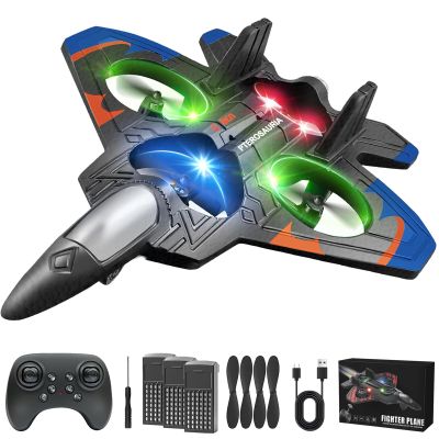 2026 New RC Stunt Fighter Jet Toy for Kids with 360 Flips & LED Lights, Foam Remote Control Airplane RC Plane for Kid Boy Adult, Altitude Hold Speed Adjust, RC Airplane Fighter Jet Toy Gifts