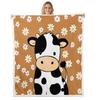 Erosebridal Cartoon Milk Cow Fleece Blanket Baby 30"x40" Black White Cow Daisy Sherpa Blanket Cute Farm Animal Theme Fuzzy Plush Throw for Kids Boys Girls,Daisy Plant Decor for Bed Couch view 1
