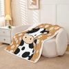 Erosebridal Cartoon Milk Cow Fleece Blanket Baby 30"x40" Black White Cow Daisy Sherpa Blanket Cute Farm Animal Theme Fuzzy Plush Throw for Kids Boys Girls,Daisy Plant Decor for Bed Couch view 2