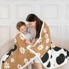 Erosebridal Cartoon Milk Cow Fleece Blanket Baby 30"x40" Black White Cow Daisy Sherpa Blanket Cute Farm Animal Theme Fuzzy Plush Throw for Kids Boys Girls,Daisy Plant Decor for Bed Couch view 3