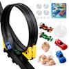 MINDNOOK 16 Ft Flexible Race Car Track Set for Kids, Portable Roll-Up Racetrack with 4 Cars & Suction Cups, Compatible with 1:64 Diecast Toy Cars, Gift for Boys & Girls Ages 4-12 view 1