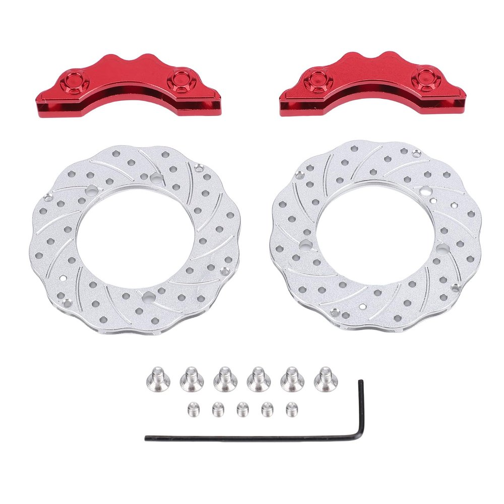 UPALDHOU RC Brake Disc Caliper Set, High Simulation Aluminum Alloy Brake Discs RC Crawler Brake Disc for RC Crawler Car (Red)