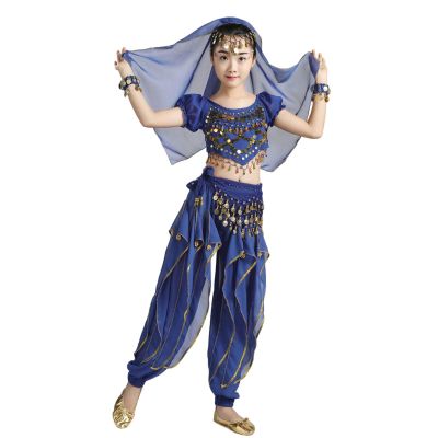 5 PCS Girls Sequin Bodysuit Sets Cute Sparkle Glitter Tops School Perform Dance Costumes Birthday Festival Party Short Sleeve Tops Waist Chain Headdress Bracelet Sets