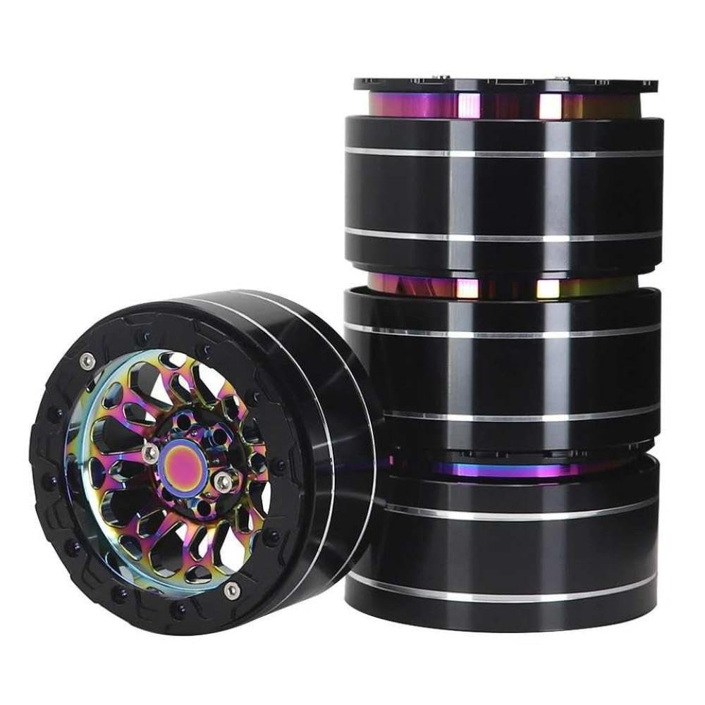 4Pcs 2.2" Aluminum Beadlock Wheel Rims Compatible with 1 10 Scale RC Crawler Compatible With Various Models Including TRX6 RR10 Wraith
