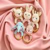 Personalized Crochet Baby Rattle,Custom Wooden Rattle with Engraved Name,Handmade Croche Animal Ring Toy for Babies view 4