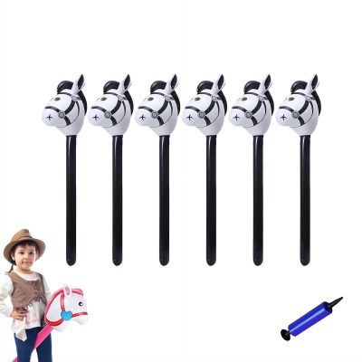 6PCS Inflatable Stick Horse,Blow Up Horse Head on Stick,StickHorses for Kids 2-5 Horses on a Sticks,Inflatable Farm Horses,Birthday Party Decorations Halloween Supplies Favors Props