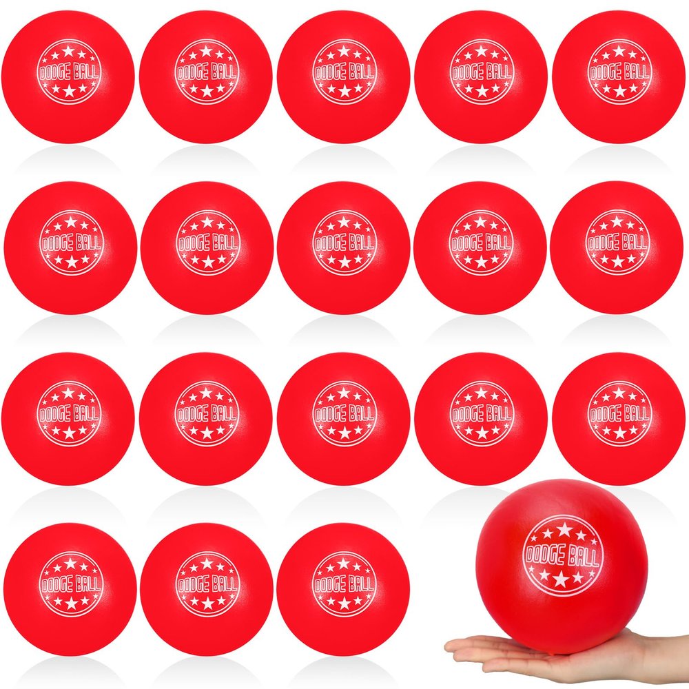 Jerify 18 Pcs Foam Dodgeball Set 6 Inch Soft Skin Playground Dodgeballs Bulk, Low Density Foam for Non Sting Dodgeball Sports Equipment for Kids and Adults (Red)