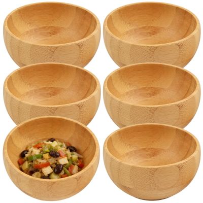 Toyosport 6 Pcs Bamboo Wooden Bowls Set, 2.6 in Small Serving Bowls for Appetizers, Side Dishes, Condiments, Dipping Sauce Bowls, Reusable Brown Bowls