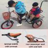 Kids Pedal Tricycle with Passenger Seat, 3-Wheel Outdoor Cruiser Bike, Front & Rear Baskets, Toddler Rickshaw Bike with Push Rod, Safe Single Brake Design view 4