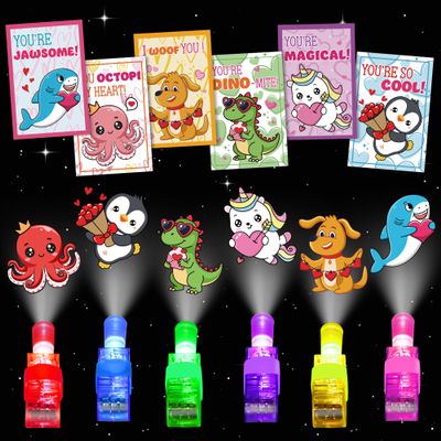 24 Pack Finger Lights Valentines, Bulk Valentines Day Cards Gifts for Kids School Gift Exchange Classroom Prizes Valentine s Day Cards Party Favors for Kids Boys Girls Goodie Bag Toys Stuffers