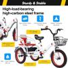 Folding Kids Tricycle with 18" Wheels, Adjustable Height, 3-Wheel Bike for Beginners, Human-Powered Trike with Baskets for Exercise, Shopping & Picnics, Front Caliper Brake. view 3