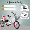 Folding Kids Tricycle with 18" Wheels, Adjustable Height, 3-Wheel Bike for Beginners, Human-Powered Trike with Baskets for Exercise, Shopping & Picnics, Front Caliper Brake. view 4