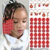 NAISKA 50PCS Red Hair Jewelry for Braids Cute Hair Beads Flower Heart Hair Charms for Girls 7 Styles Dreadlock Jewelry Loc Beads Valentine's Day Hair Accessories for Kids Girls view 1