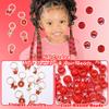 NAISKA 50PCS Red Hair Jewelry for Braids Cute Hair Beads Flower Heart Hair Charms for Girls 7 Styles Dreadlock Jewelry Loc Beads Valentine's Day Hair Accessories for Kids Girls view 2