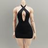 1/6 Scale Female Clothes, Cross-Strap Short Dress for 12-inches Action Figure Body, 1/6 Female Doll Costume Tight-Fitting Skintight Strappy Hip Bodycon Skirt Dress (Black) view 1