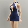 1/6 Scale Female Clothes, Cross-Strap Short Dress for 12-inches Action Figure Body, 1/6 Female Doll Costume Tight-Fitting Skintight Strappy Hip Bodycon Skirt Dress (Navy) view 1