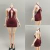 1/6 Scale Female Clothes, Cross-Strap Short Dress for 12-inches Action Figure Body, 1/6 Female Doll Costume Tight-Fitting Skintight Strappy Hip Bodycon Skirt Dress (red) view 1