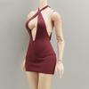 1/6 Scale Female Clothes, Cross-Strap Short Dress for 12-inches Action Figure Body, 1/6 Female Doll Costume Tight-Fitting Skintight Strappy Hip Bodycon Skirt Dress (red) view 2