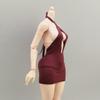 1/6 Scale Female Clothes, Cross-Strap Short Dress for 12-inches Action Figure Body, 1/6 Female Doll Costume Tight-Fitting Skintight Strappy Hip Bodycon Skirt Dress (red) view 3