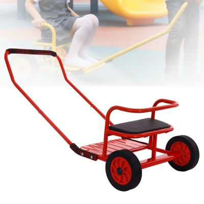 Red,Double Seated Kids Pull Wagon, Outdoor Play Cart for Two Children with 220LBS Capacity, Soft Padded Seat for Kindergarten & Backyard Fun