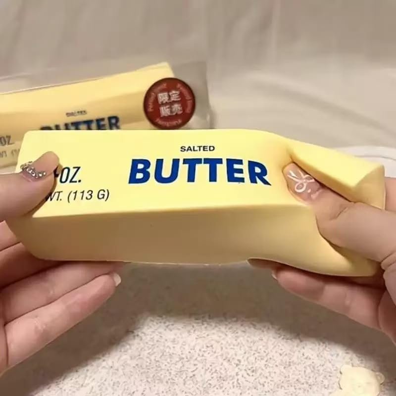 2 PCS Butter Squishy, Slow Rising Squishy Butter Stick, Realistic Butter Shaped Squeeze Toy Slow Rising Squishies for Stress Relief Fidget Toys (5.5inch)