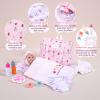 BABESIDE 14 Pcs Baby Doll Accessories Set for 12-15 Inch Babydolls - Baby Doll Diaper Bag Set with Dolls Bedding, Changing Pad & Babydoll Feeding Accessories for Kids Pretend Play Toys view 2