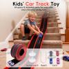 Flexible 15 Ft Race Track Starter Set for Kids Age 3+, Portable Car Track Playsets Compatible with Diecast 1/64th Cars, Long Kid Cars Ramp with Suction Cups, Rolls Up for Storage(Black) view 2