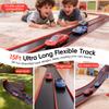 Flexible 15 Ft Race Track Starter Set for Kids Age 3+, Portable Car Track Playsets Compatible with Diecast 1/64th Cars, Long Kid Cars Ramp with Suction Cups, Rolls Up for Storage(Black) view 4